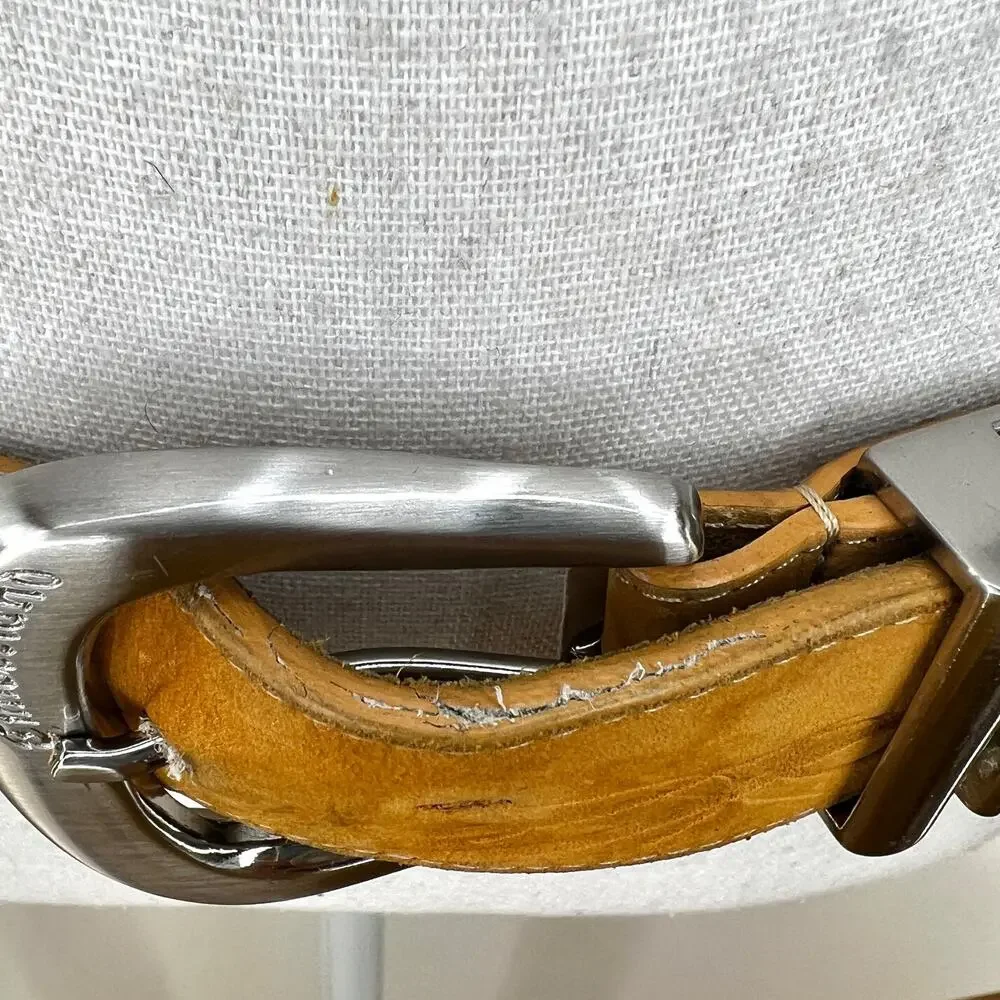 Timberland Embossed Nubuck Leather Belt Tan 32 Waist Cowboy